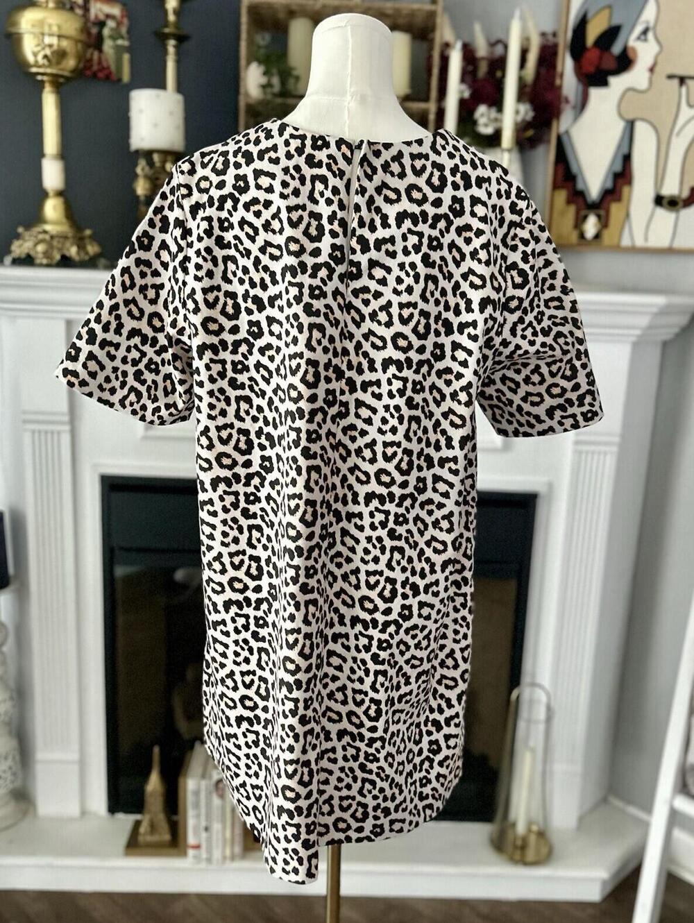 H&M Short-Sleeved Leopard Print Shift Dress Women’s Size Medium - Picture 7 of 9